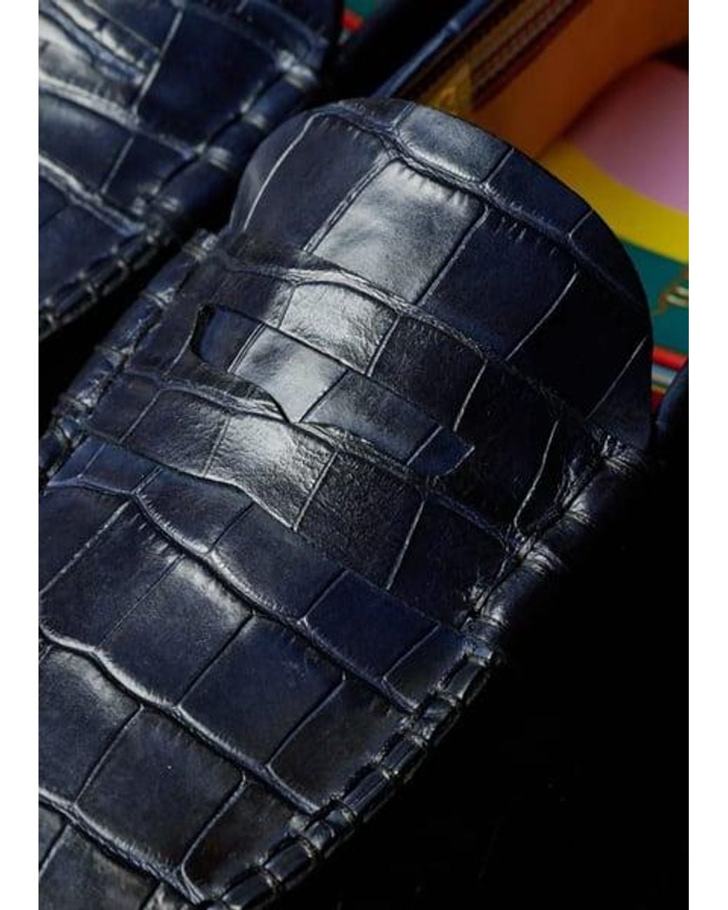 Paul Smith Blue Croc-Emboss 'Rialto' Loafers for men