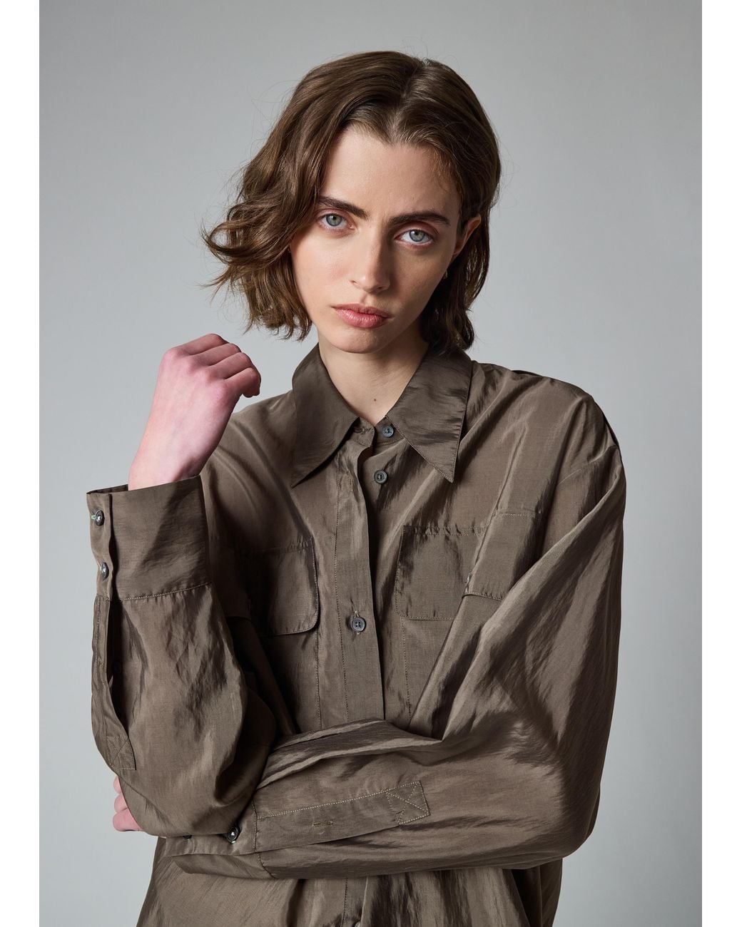 Paul Smith Brown Khaki Organza Utility Shirt