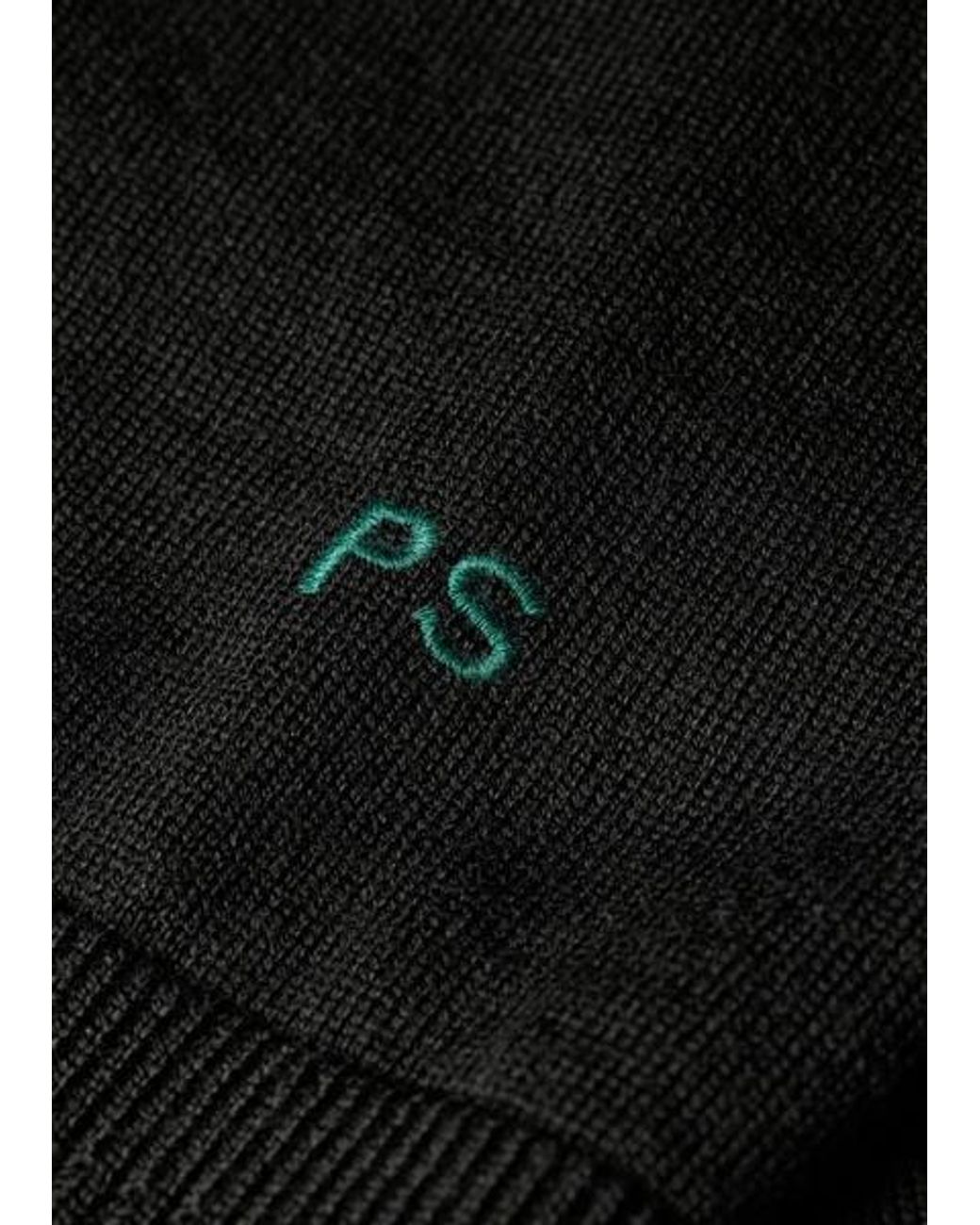 Paul Smith Black Contrast-Collar Merino Wool Sweater for men