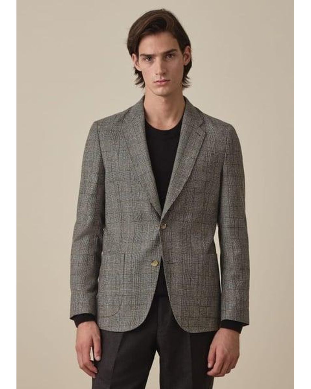 Paul Smith Gray Wool Houndstooth Check Buggy-Lined Blazer for men