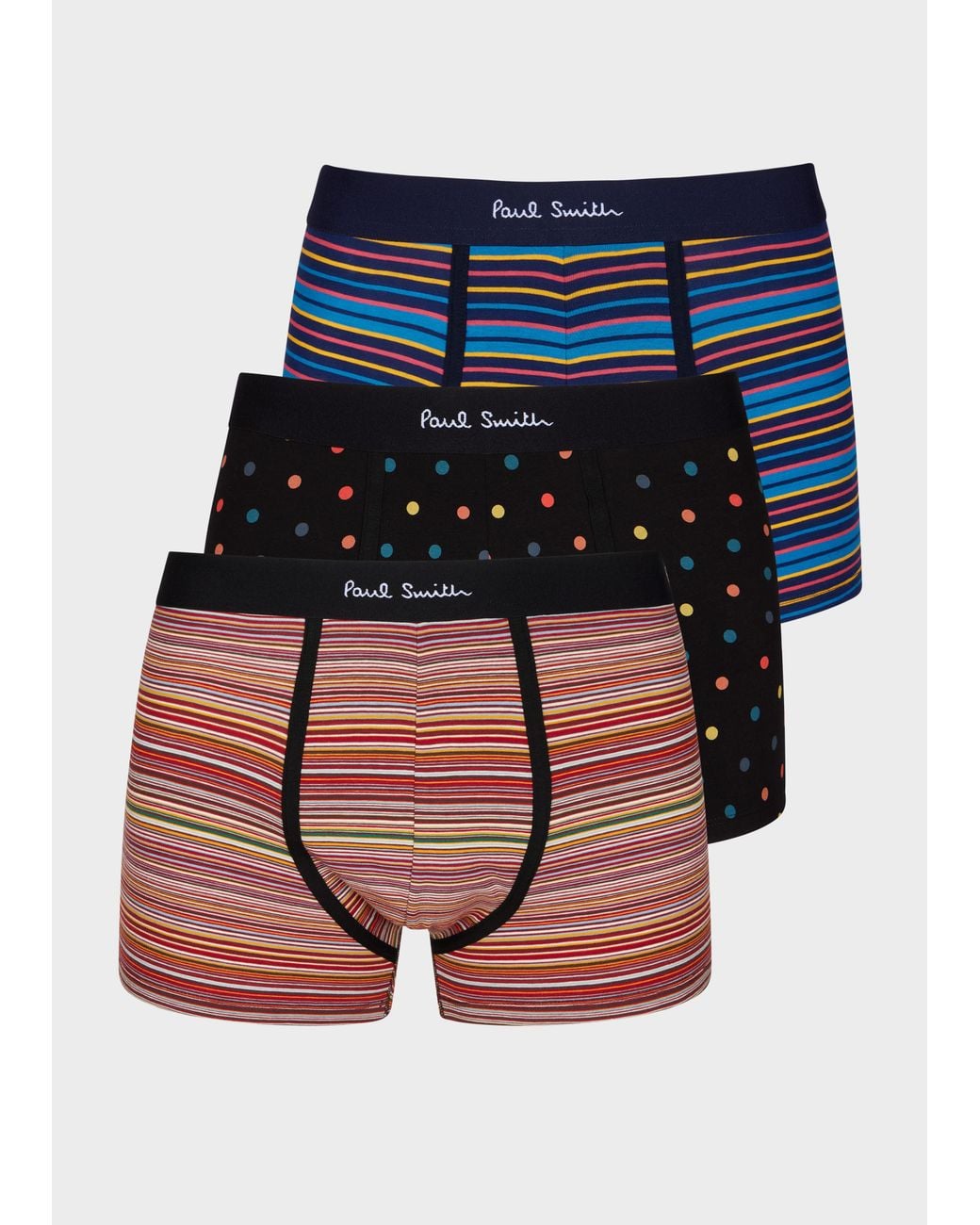 Paul Smith Blue Spot And Stripe Mix Boxer Briefs Three Pack for men