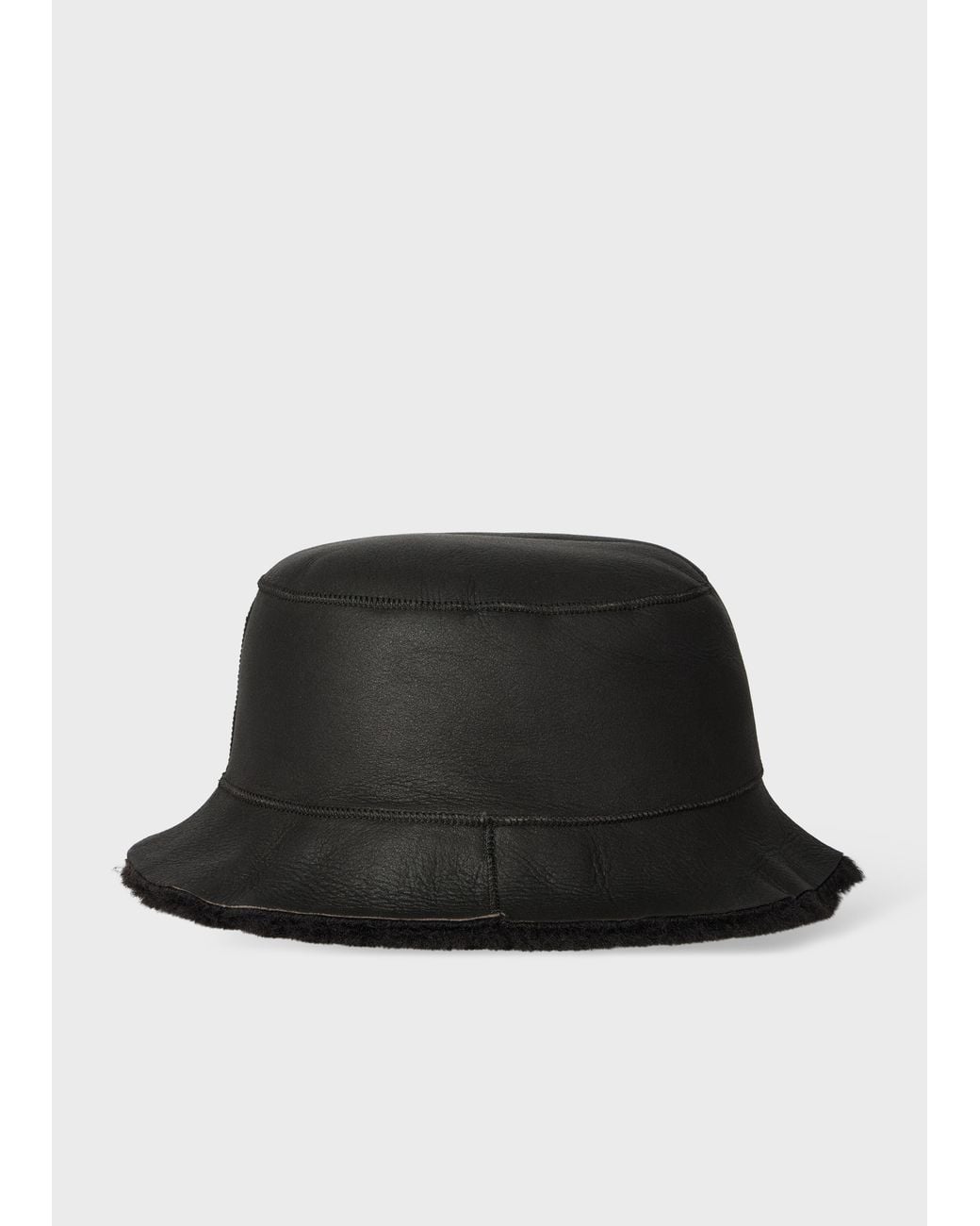 Paul Smith Black Leather Bucket Hat
