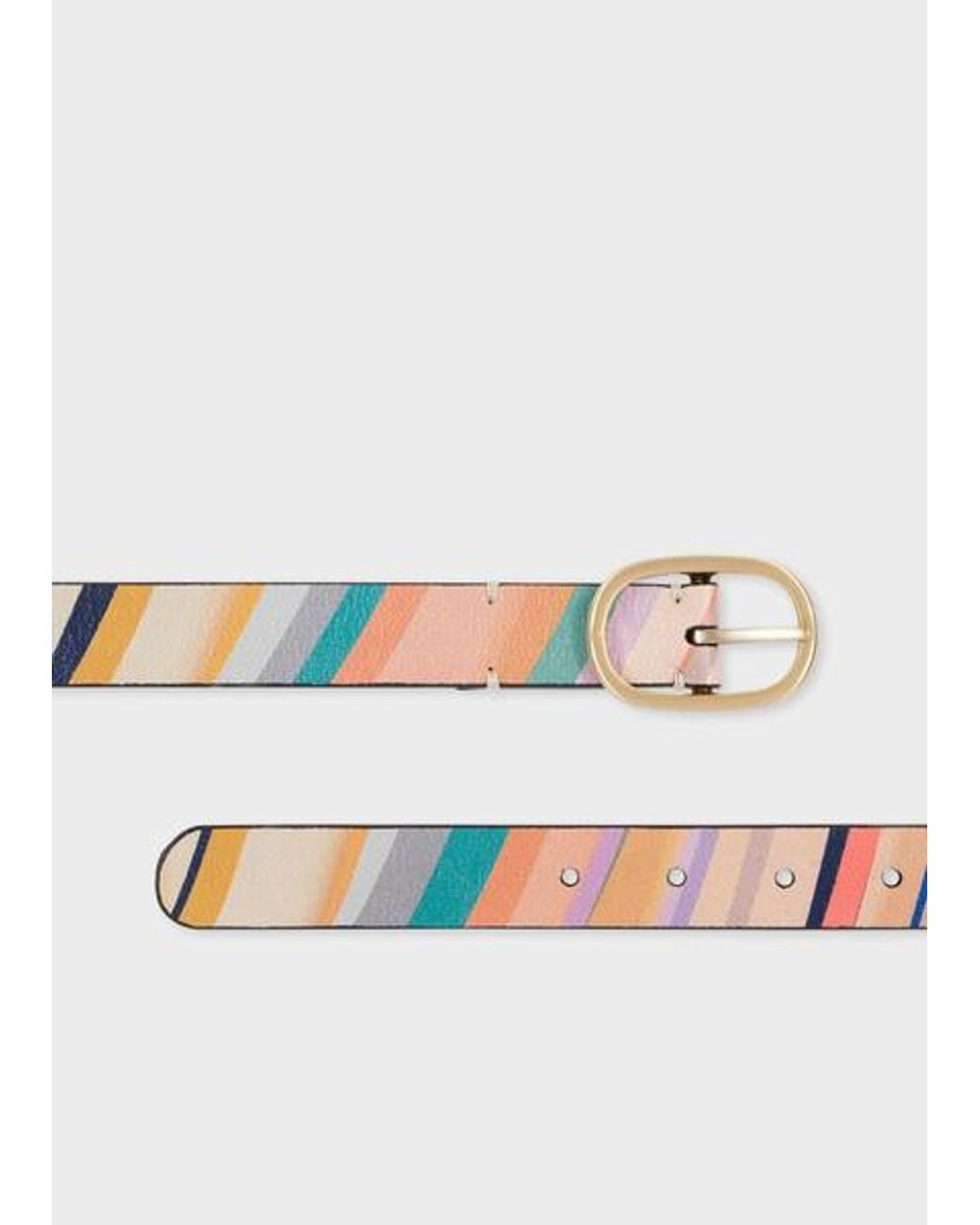 Paul Smith Multicolor 'Dusky Swirl' Reversible Leather Belt