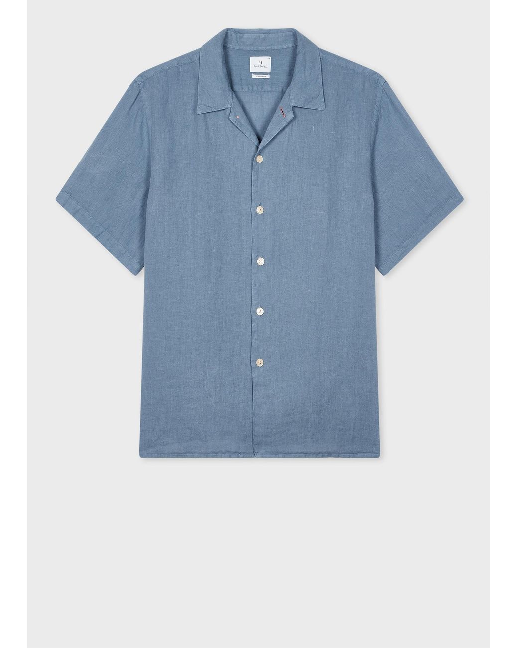 Paul Smith Blue Linen Short-Sleeve Shirt for men