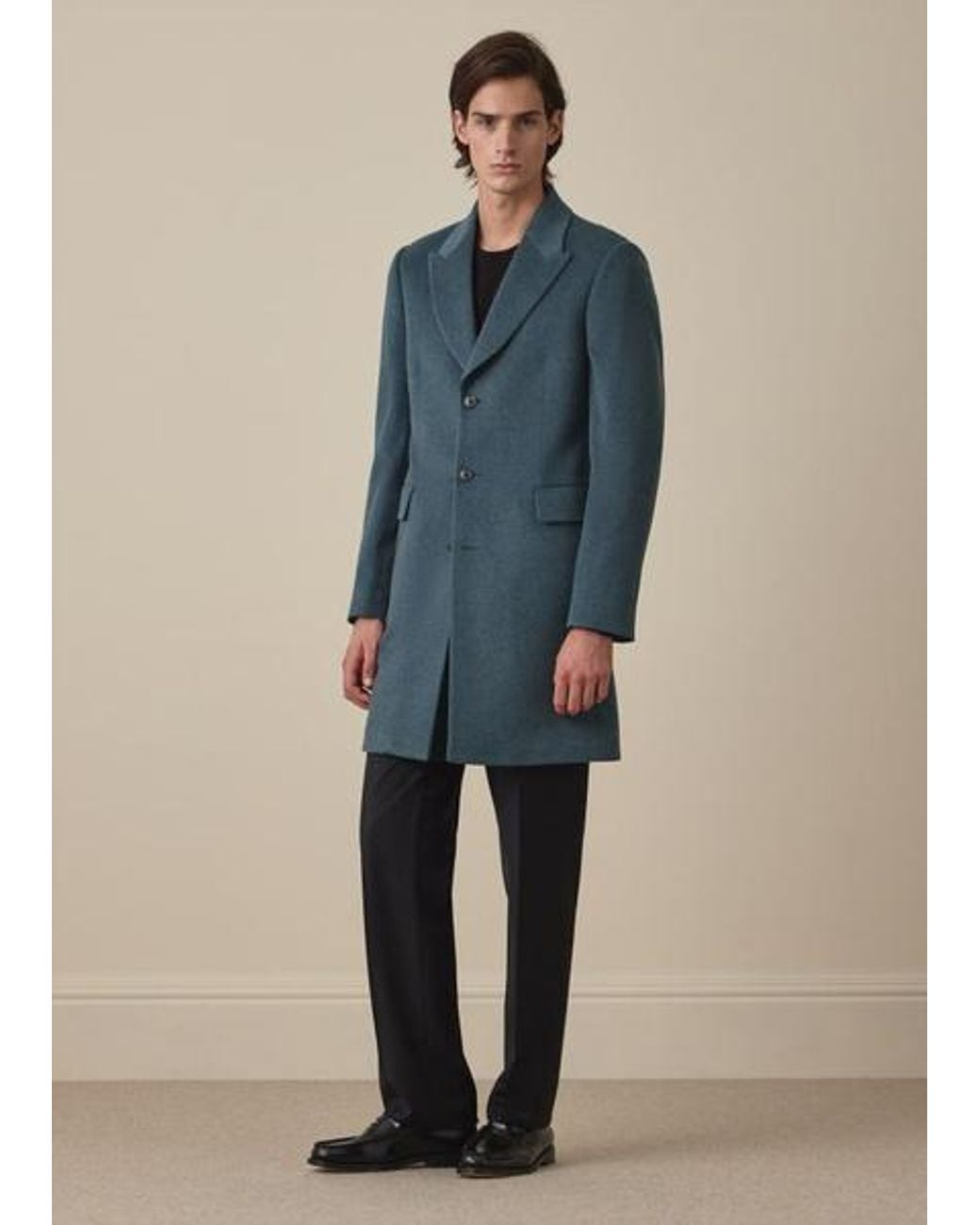 Paul Smith Blue Dark Wool-Cashmere Blend Overcoat for men