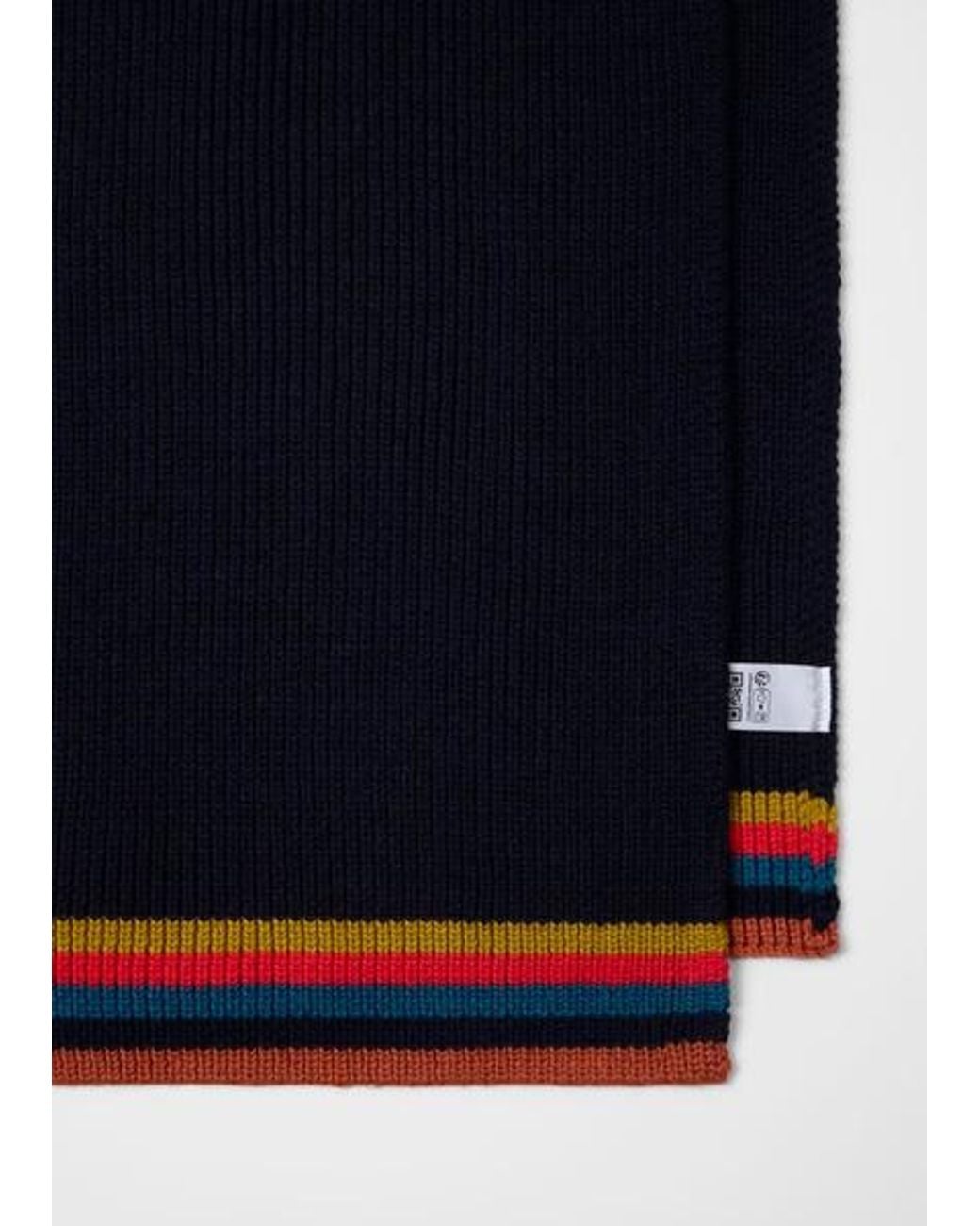 Paul Smith Blue Merino Wool 'Artist Stripe' Scarf for men