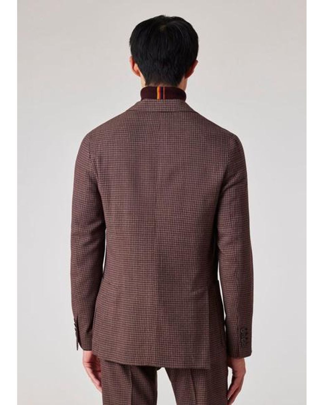 Paul Smith Brown Stretch-Wool Gingham Check Blazer for men