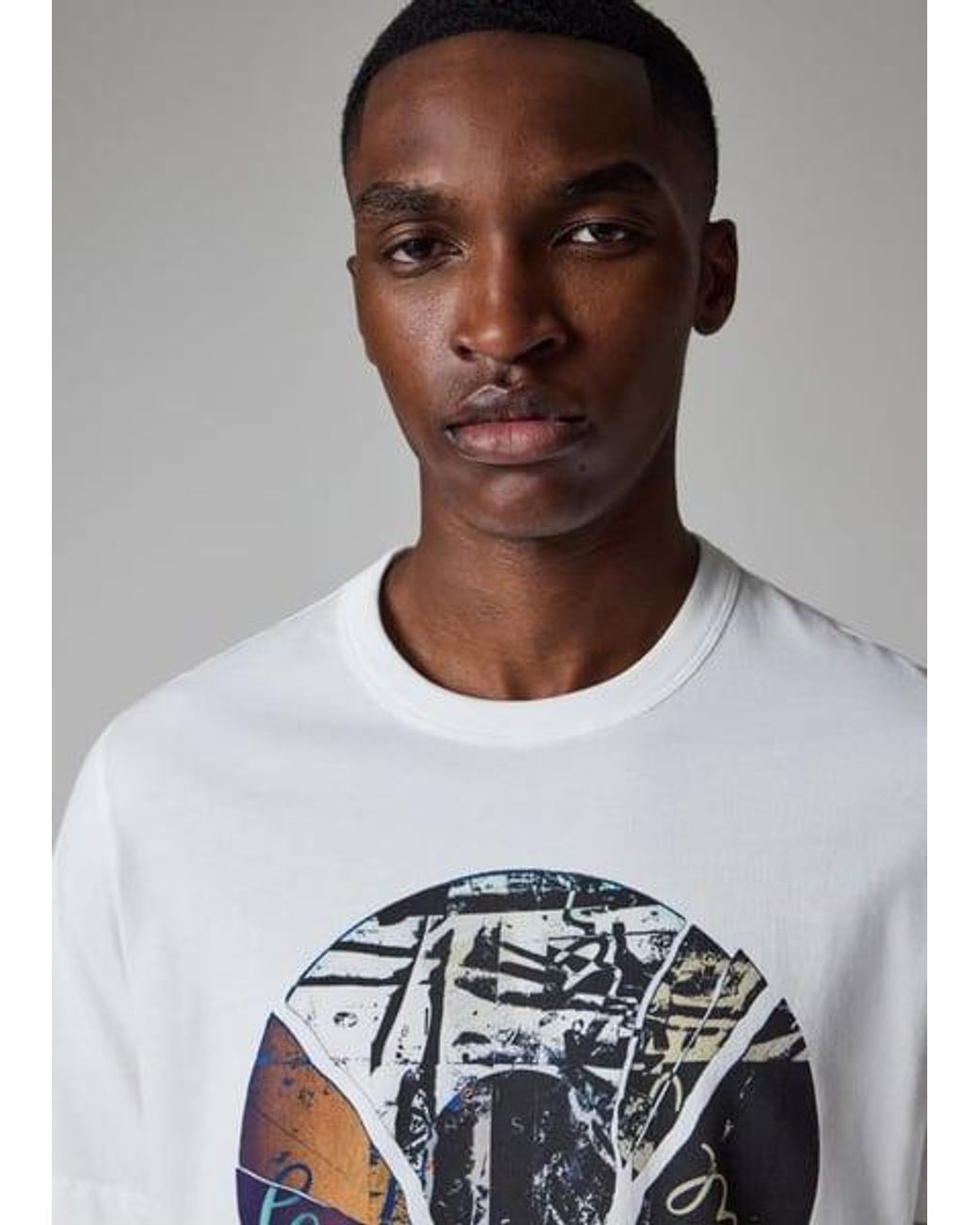 Paul Smith White 'Broken Record' Print T-Shirt for men
