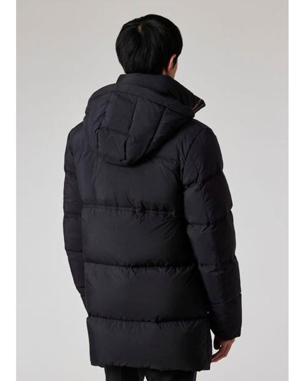 Paul Smith Black Water-Repellent Mid-Length Down Coat for men