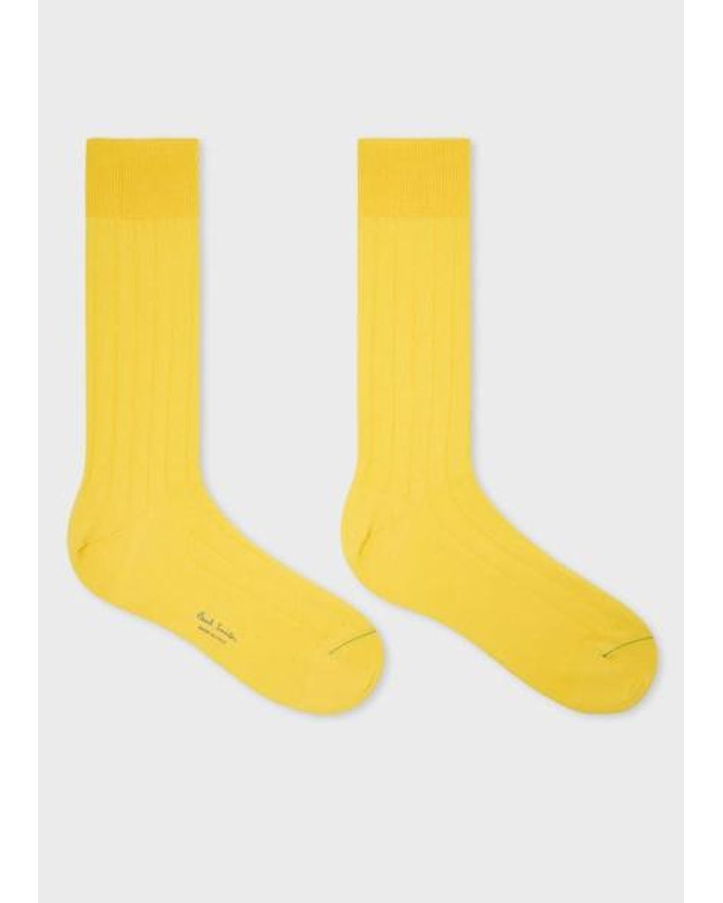 Paul Smith Yellow Ribbed Cotton-Blend Socks for men