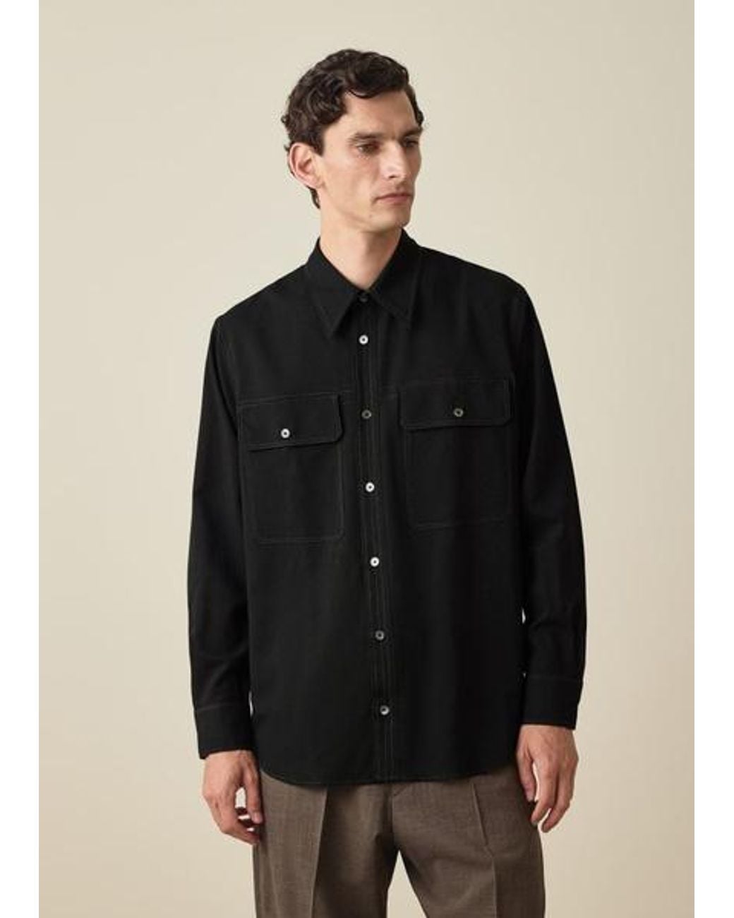 Paul Smith Black Oversized Viscose-Wool Shirt for men