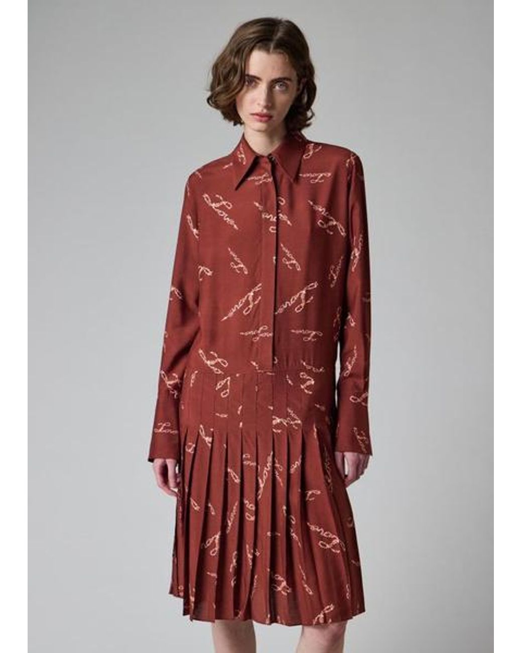 Paul Smith Red Burgundy 'Love' Print Shirt Dress