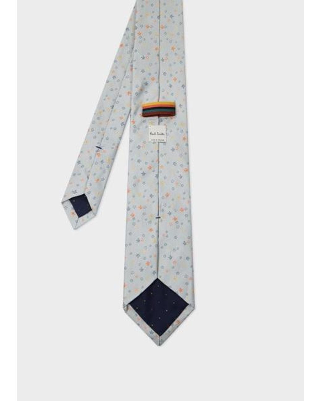 Paul Smith White Pale Silk 'Ditsy Floral' Tie for men