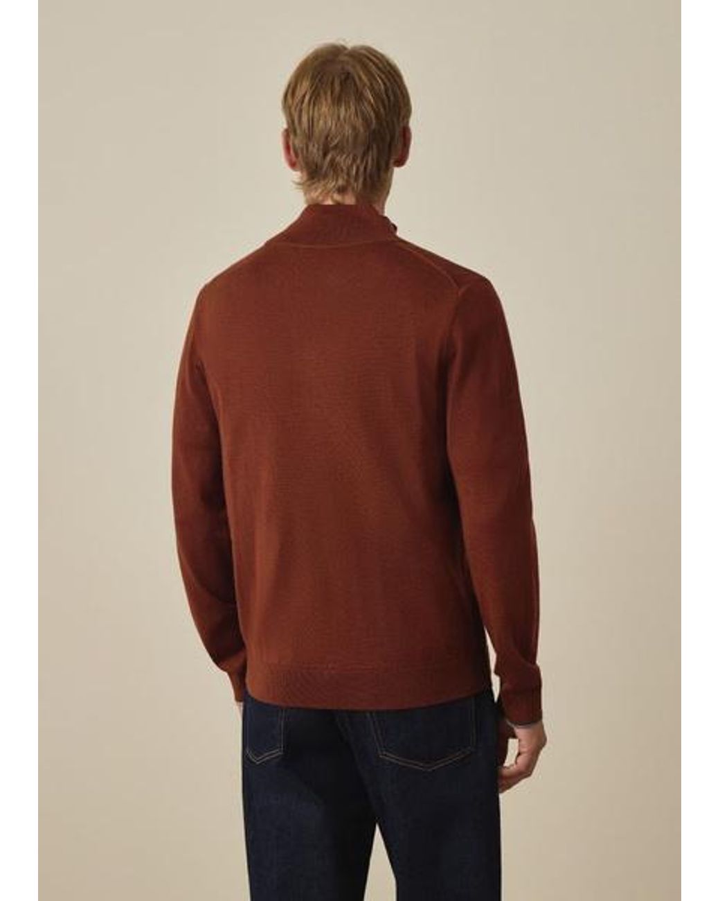 Paul Smith Purple Merino Wool Funnel Neck Zip Cardigan for men