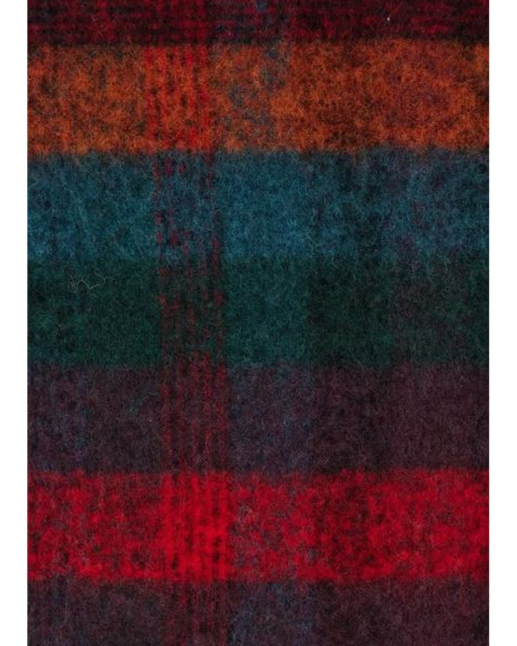 Paul Smith Red Merino Wool Check Scarf for men