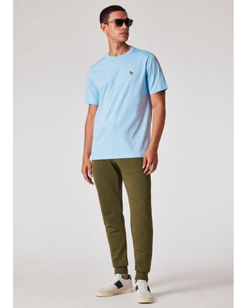 Paul Smith Blue Pale Organic Cotton Zebra Logo T-Shirt for men
