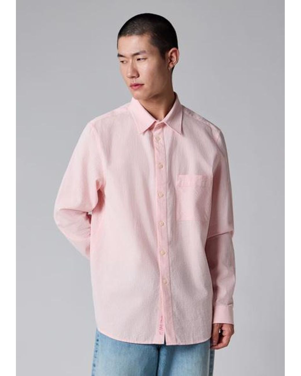 Paul Smith Blue Regular-Fit Textured-Stripe Shirt for men