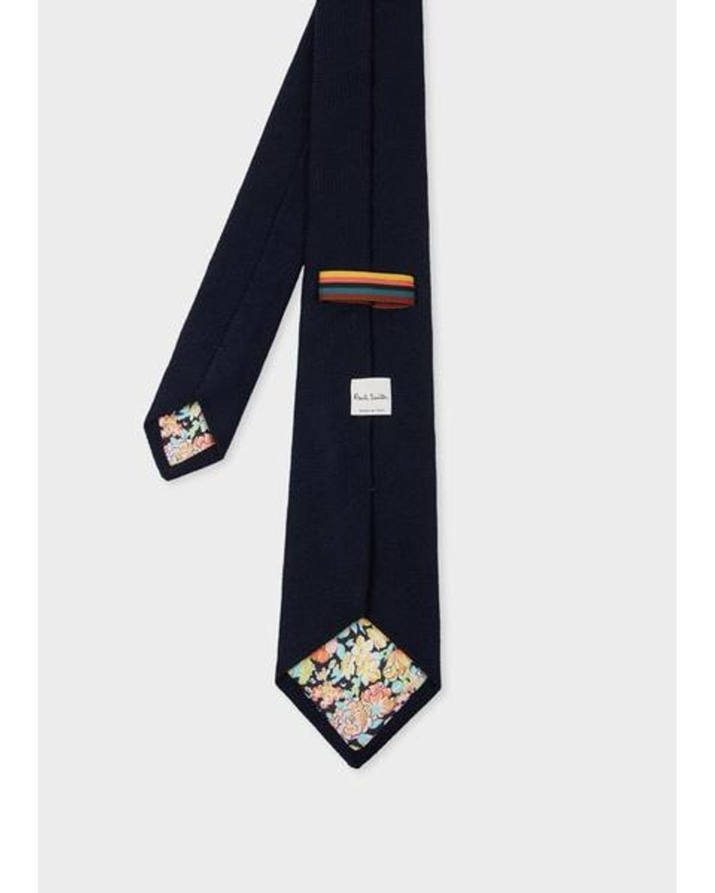 Paul Smith Blue Wool-Silk Herringbone Tie for men