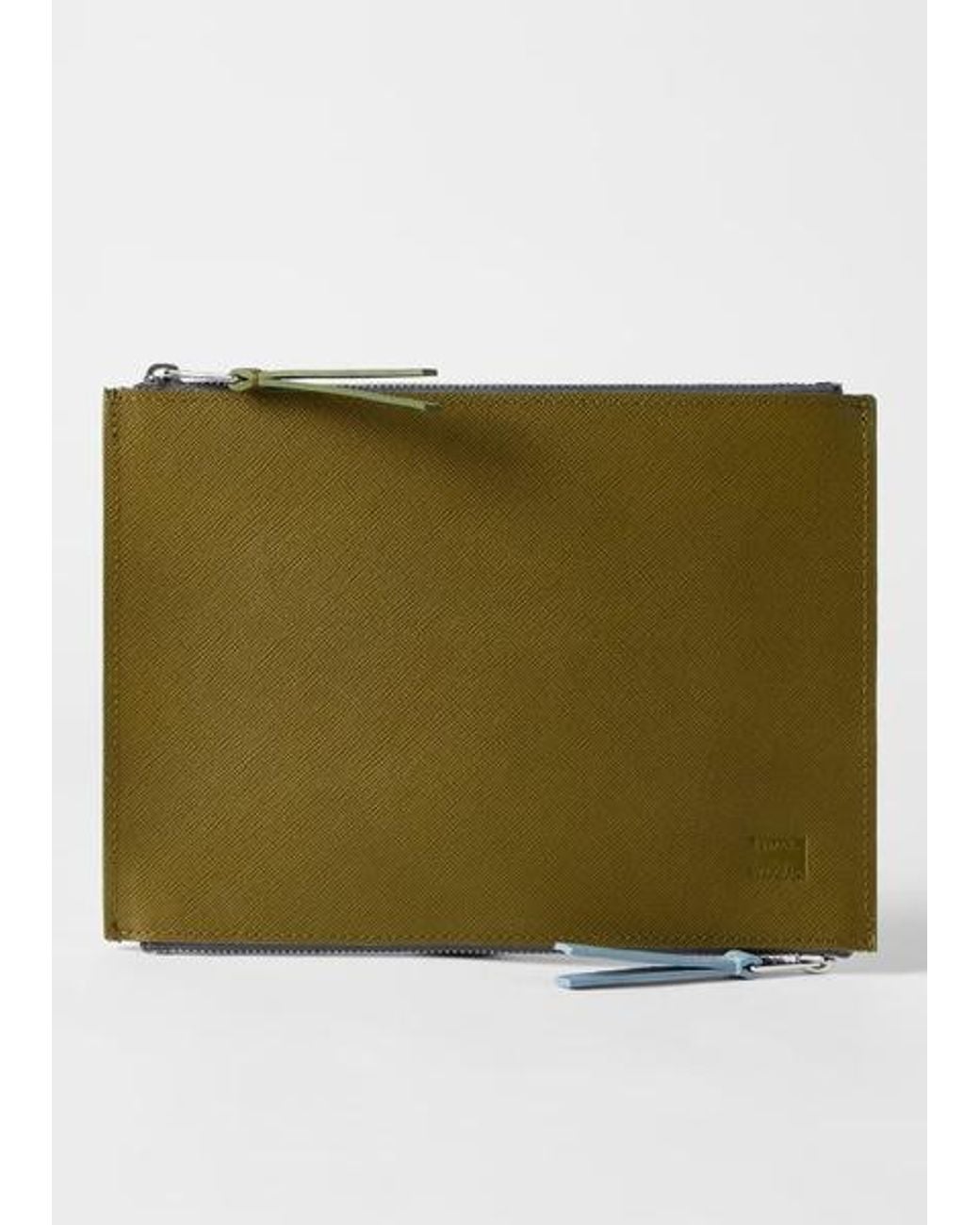 Paul Smith Green Khaki Two-Tone Zip Travel Pouch for men
