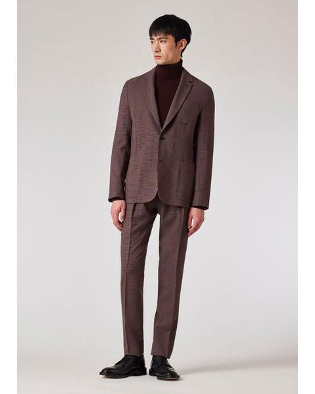Paul Smith Brown Stretch-Wool Gingham Check Blazer for men