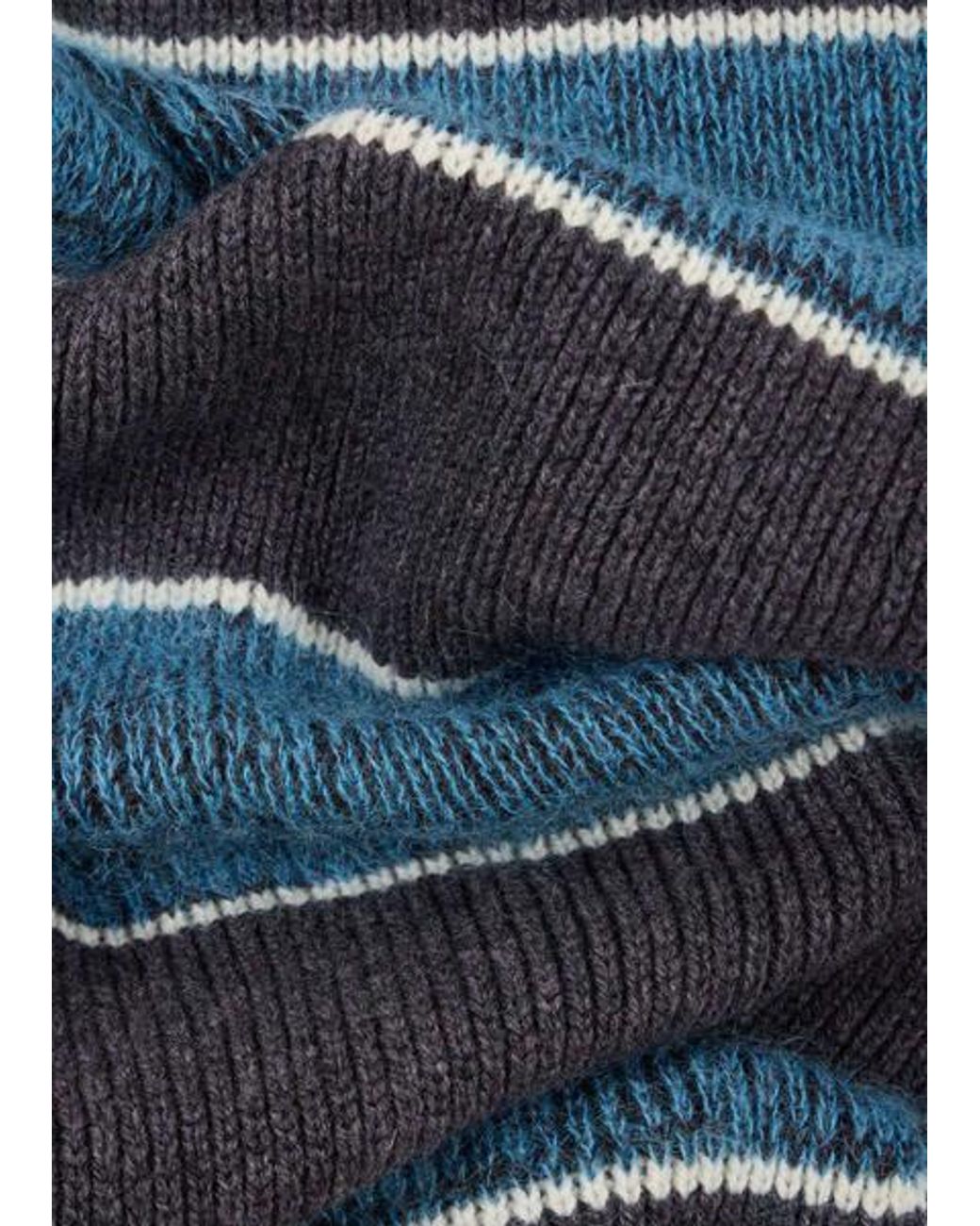 Paul Smith Blue Mohair Block Stripe Scarf