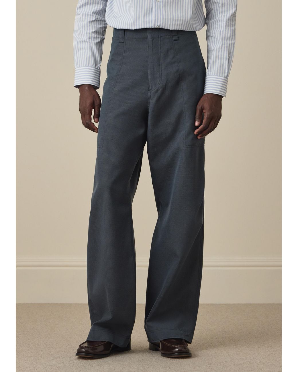 Paul Smith Blue Wool-Ripstop Trousers for men