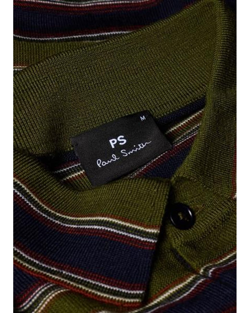 Paul Smith Black And Stripe Merino Polo Shirt for men
