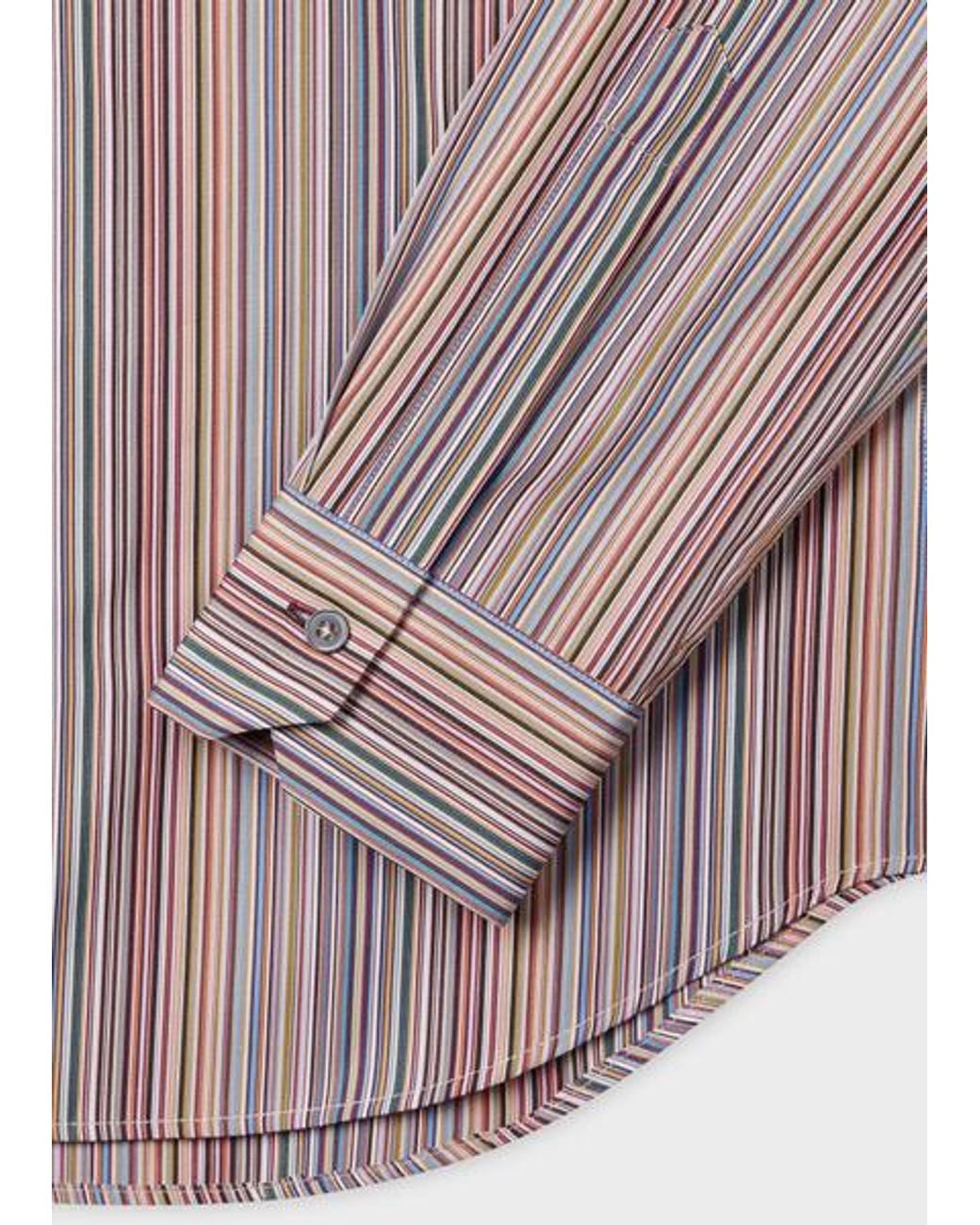 Paul Smith Pink Slim-Fit 'Signature Stripe' Cotton Shirt for men