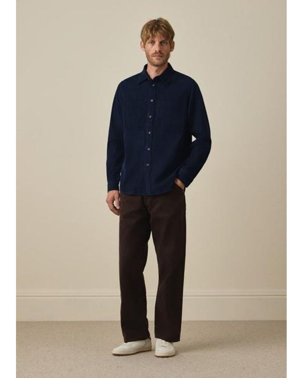 Paul Smith Blue Corduroy Patch-Pocket Shirt for men