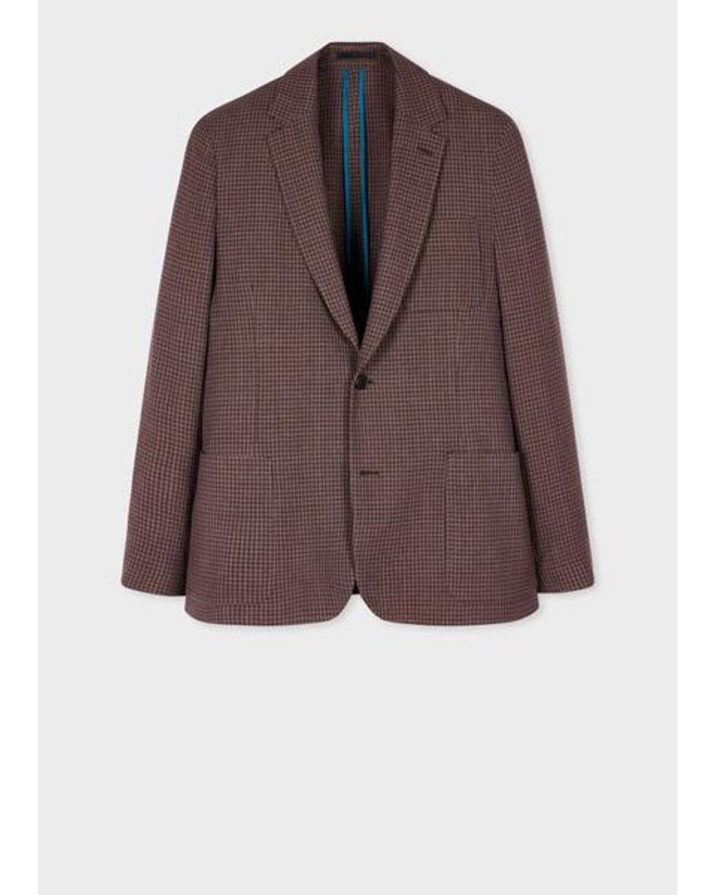 Paul Smith Brown Stretch-Wool Gingham Check Blazer for men