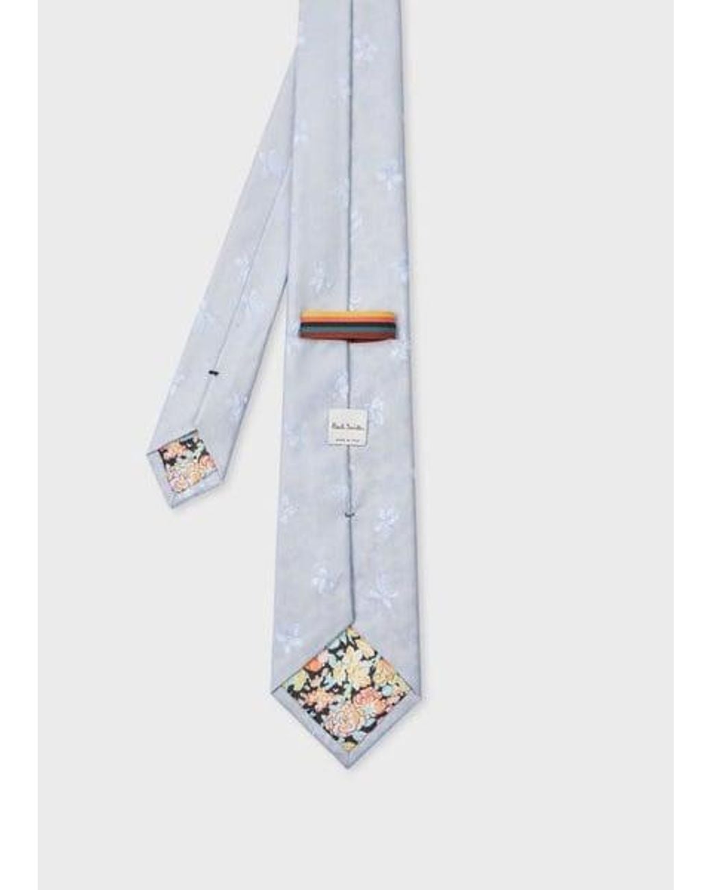Paul Smith White Light Tonal Floral Silk Tie for men