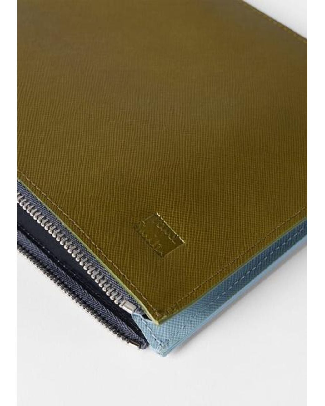 Paul Smith Green Khaki Two-Tone Zip Travel Pouch for men
