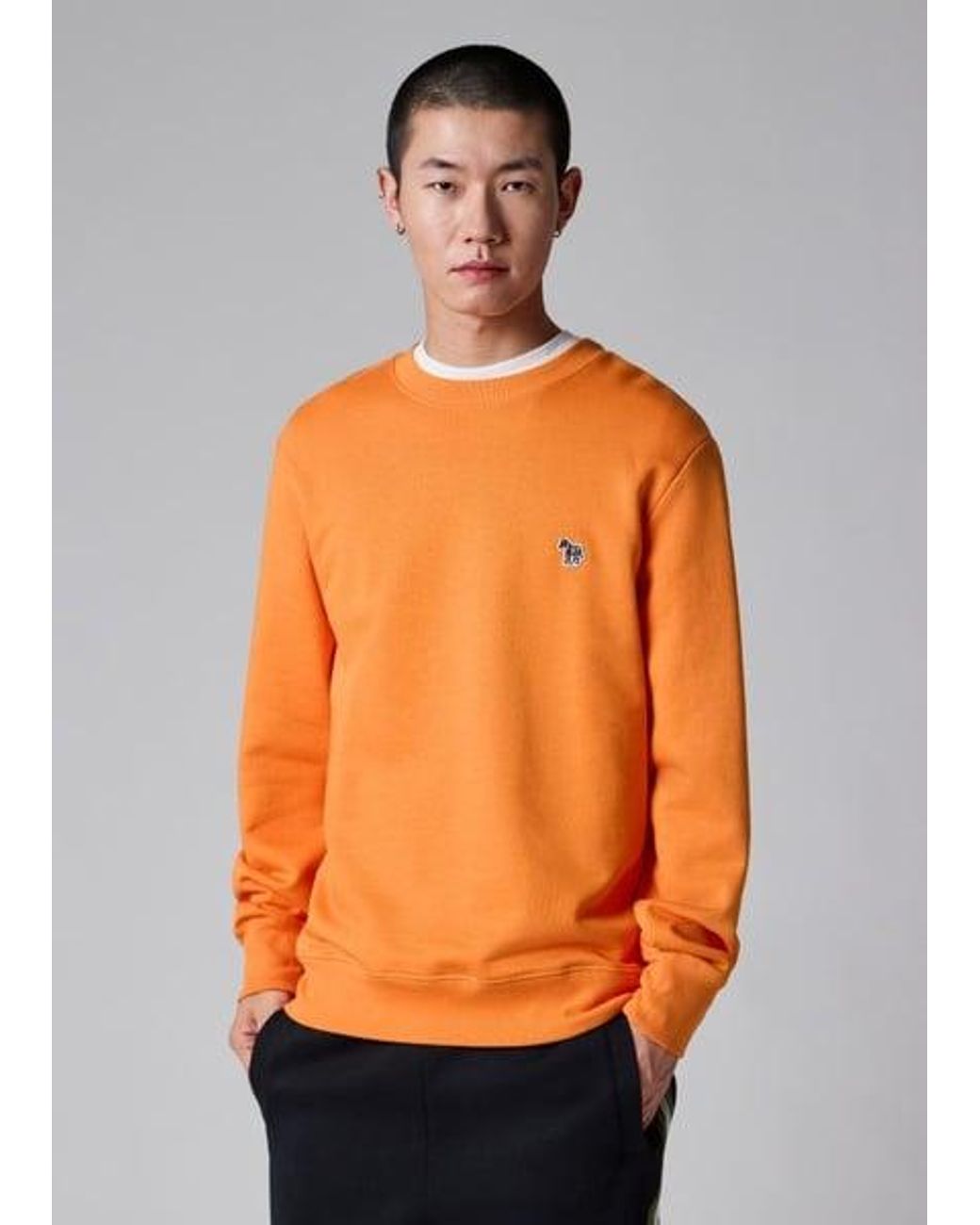 Paul Smith Orange Organic Cotton Zebra Logo Sweatshirt for men