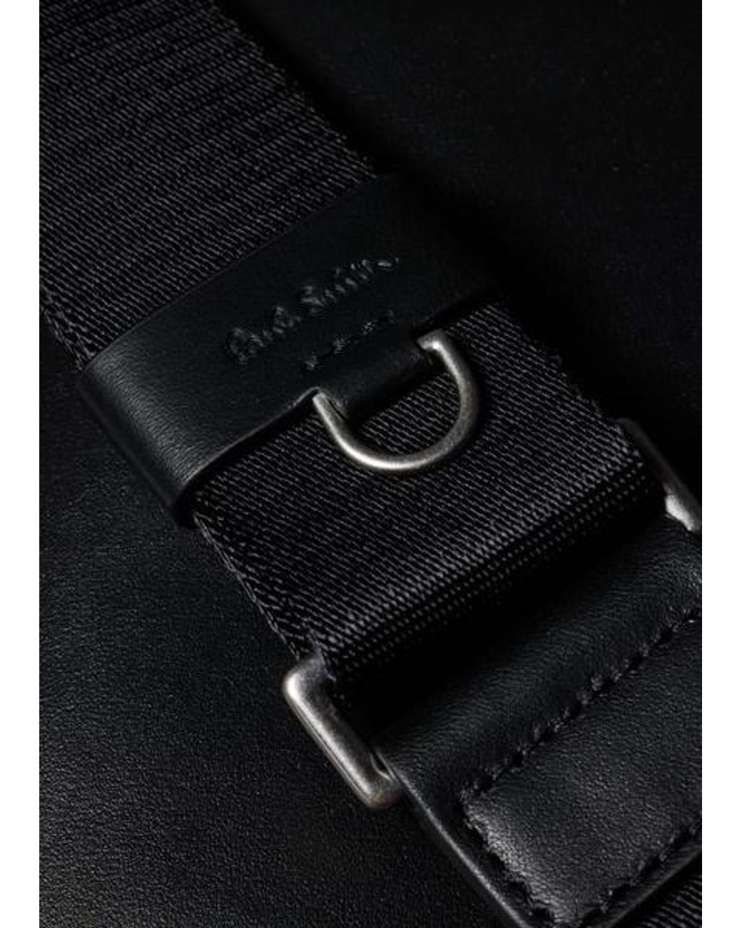 Paul Smith Black Signature Tab Leather Cross Body Pouch for men