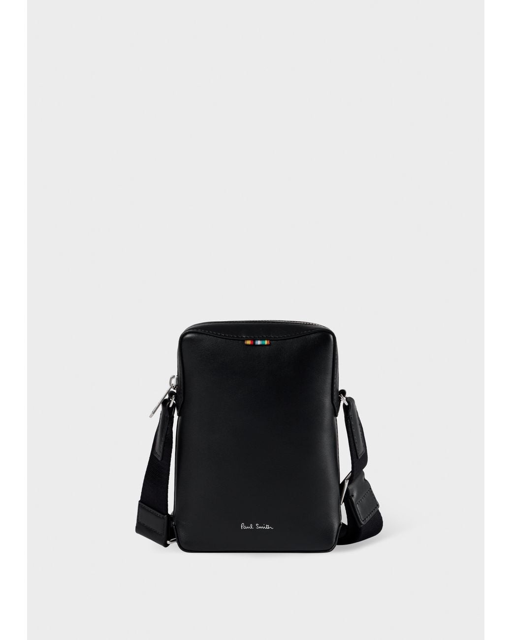 Paul Smith Black Signature Tab Leather Cross Body Pouch for men