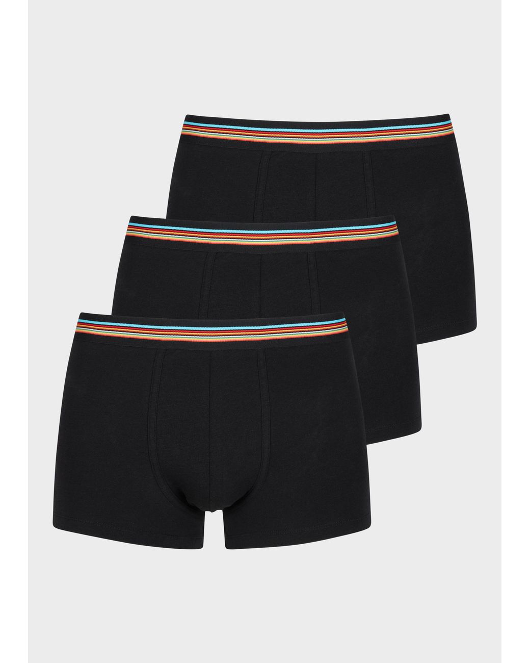 Paul Smith Black 'Signature Stripe' Waistband Boxer Briefs Three Pack for men