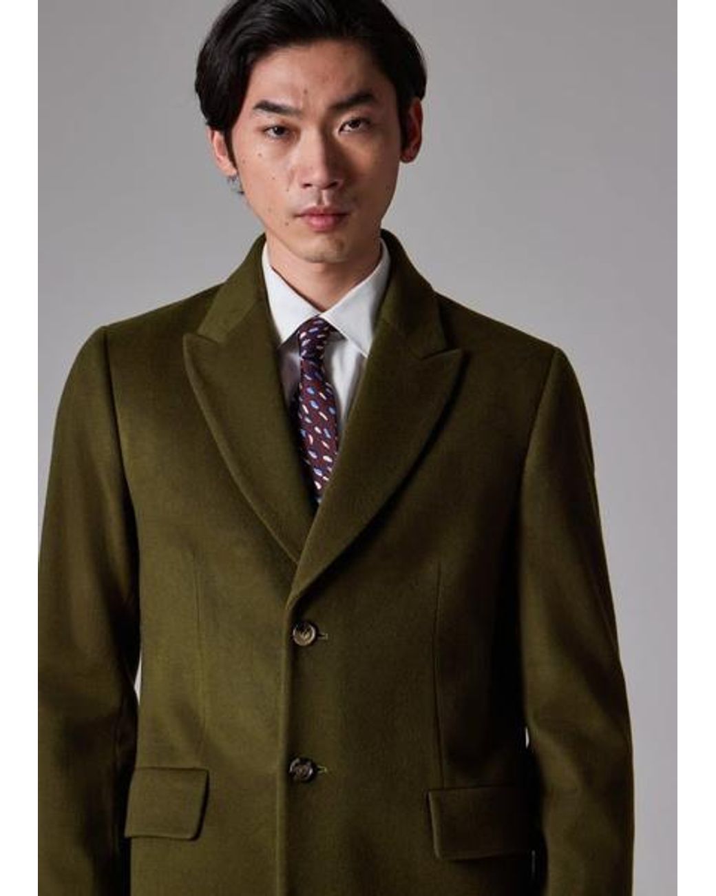 Paul Smith Gray Khaki Wool-Cashmere Epsom Coat for men