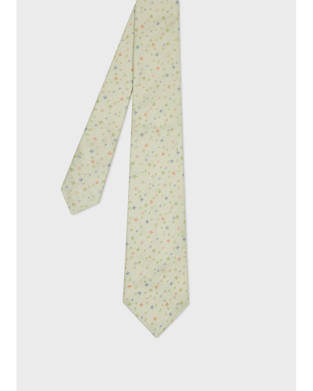 Paul Smith White Pale Silk 'Ditsy Floral' Tie for men