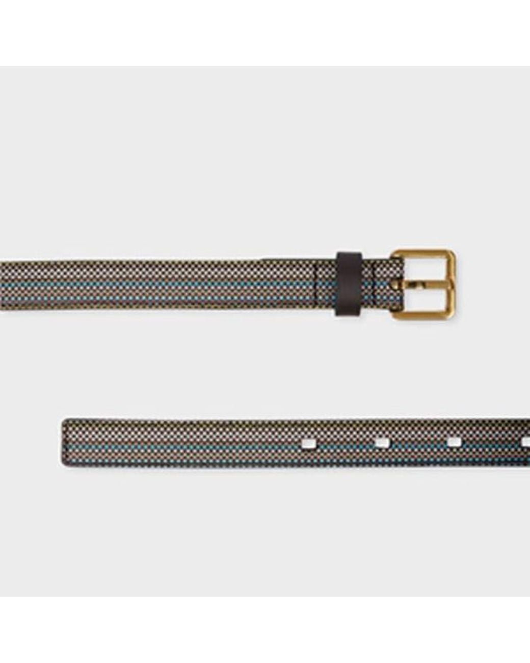 Paul Smith Natural 'Signature Stripe' Check Belt
