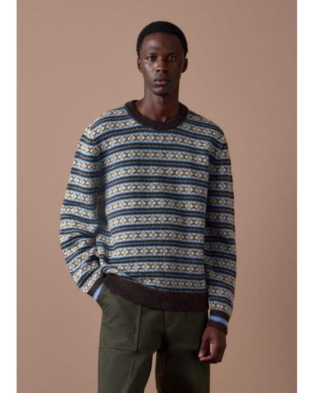 Paul Smith Blue Fair Isle Wool Sweater for men