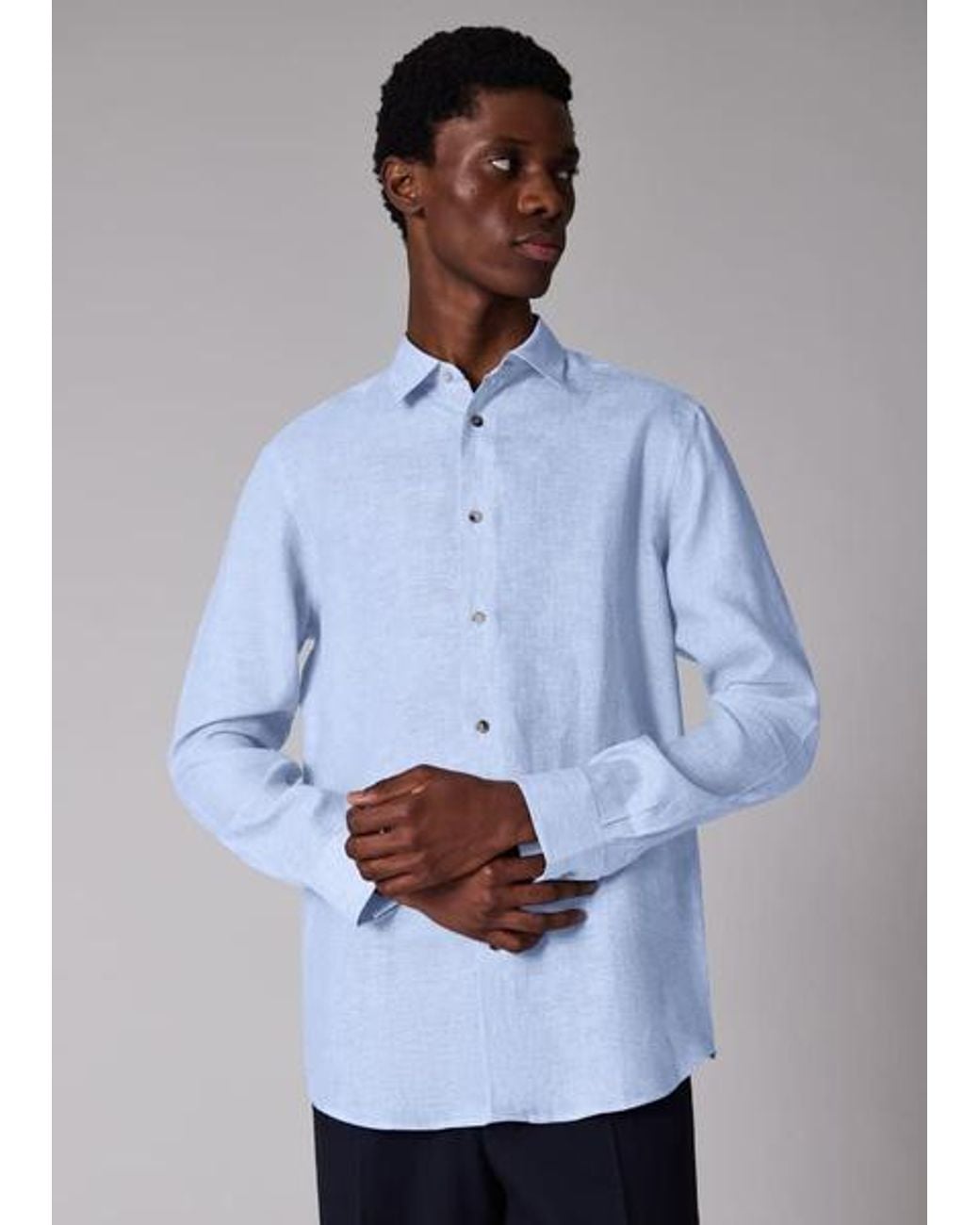 Paul Smith Blue Light Linen Shirt for men