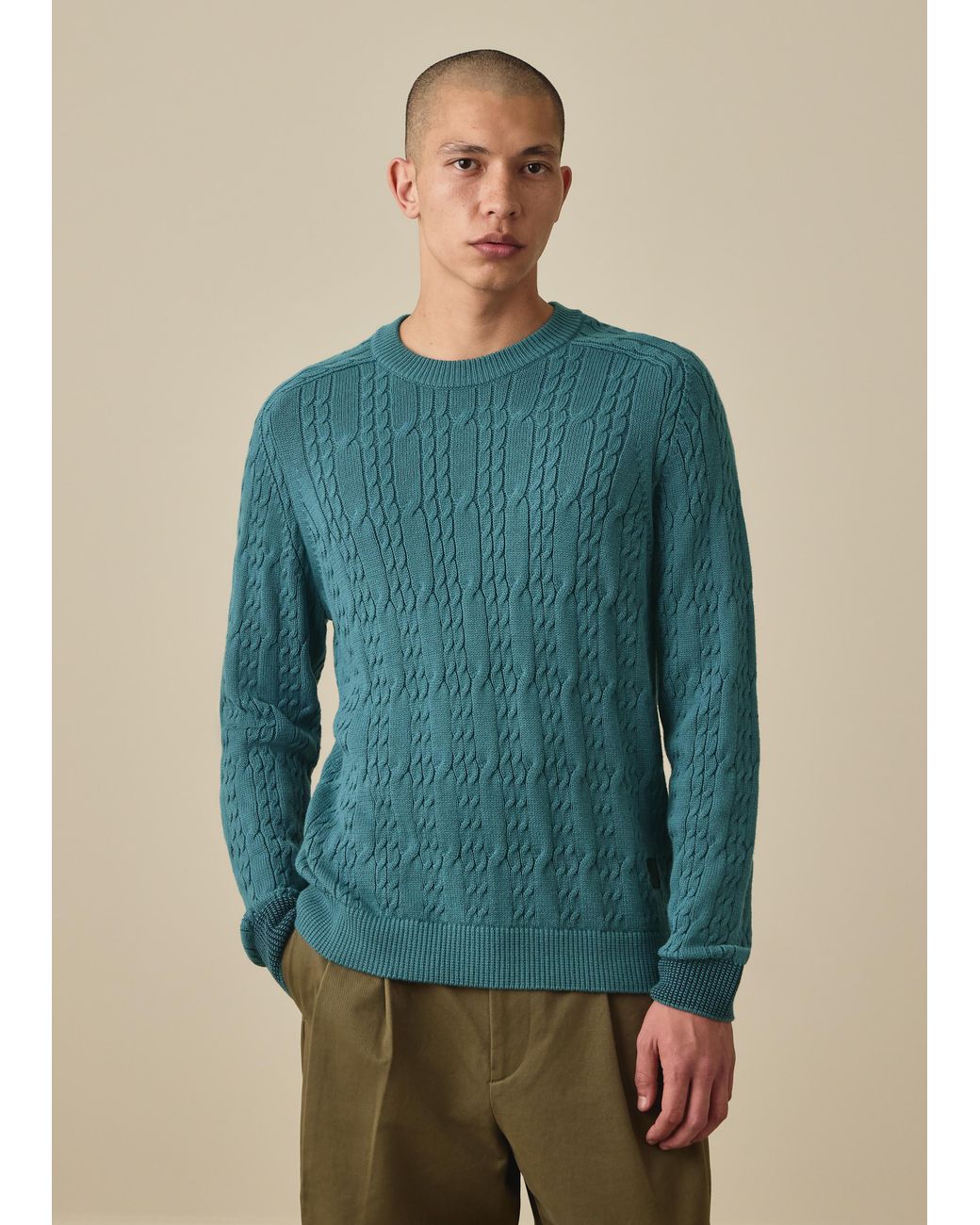 Paul Smith Green Mid Cable-Knit Cotton Sweater for men