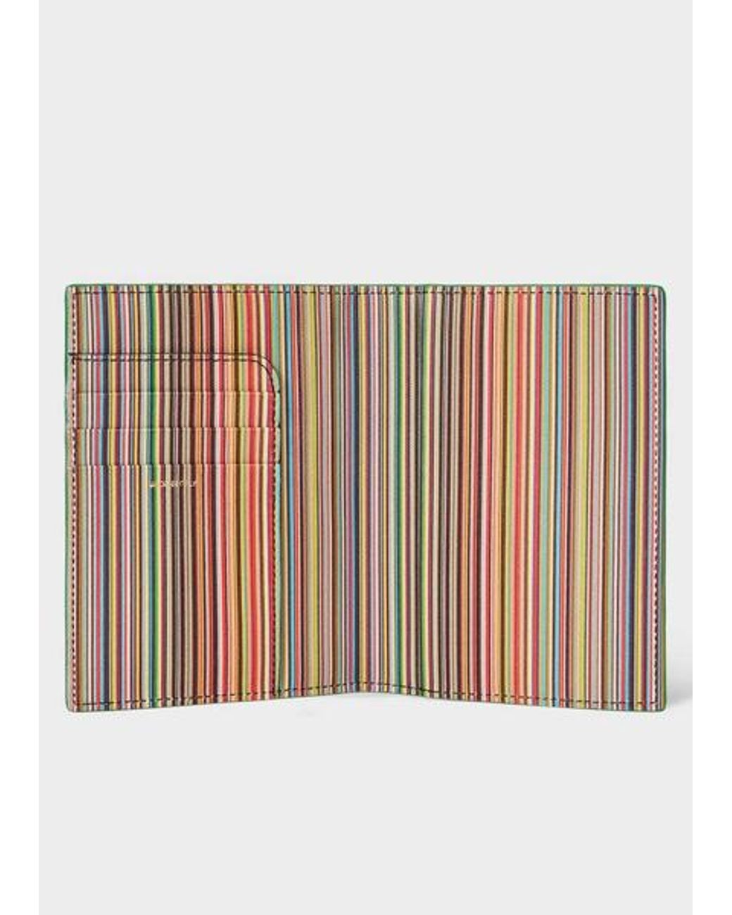 Paul Smith Green 'Signature Stripe' Interior Leather Passport Cover
