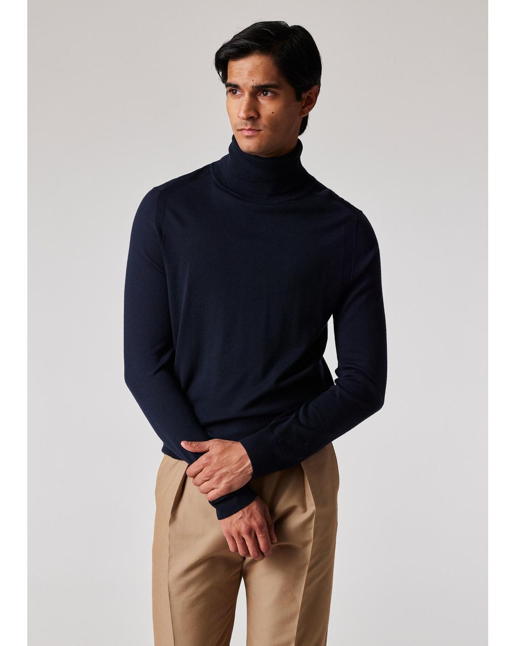 Paul Smith Blue Merino Wool Roll Neck Sweater for men