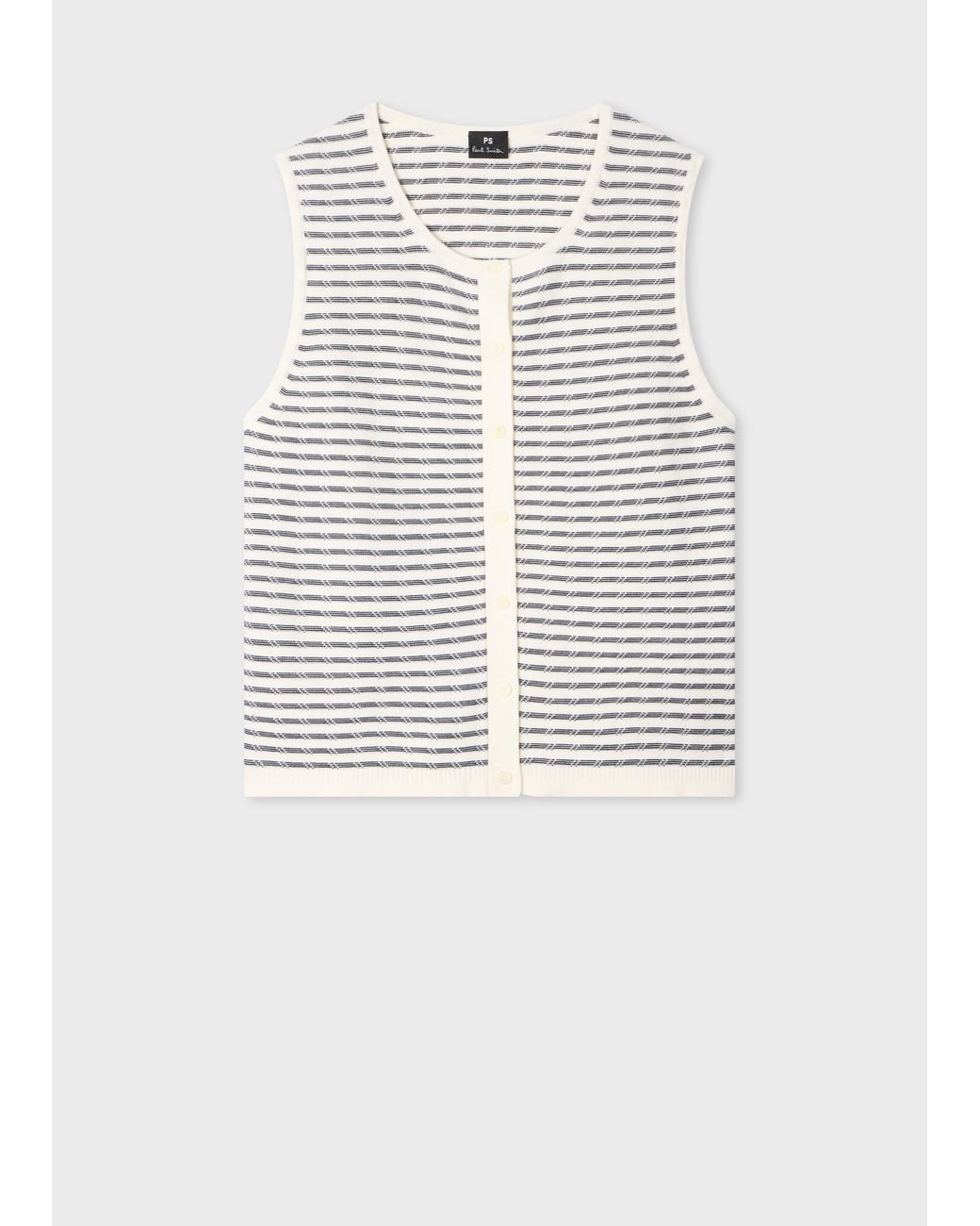 Paul Smith White Knitted Stripe Waistcoat