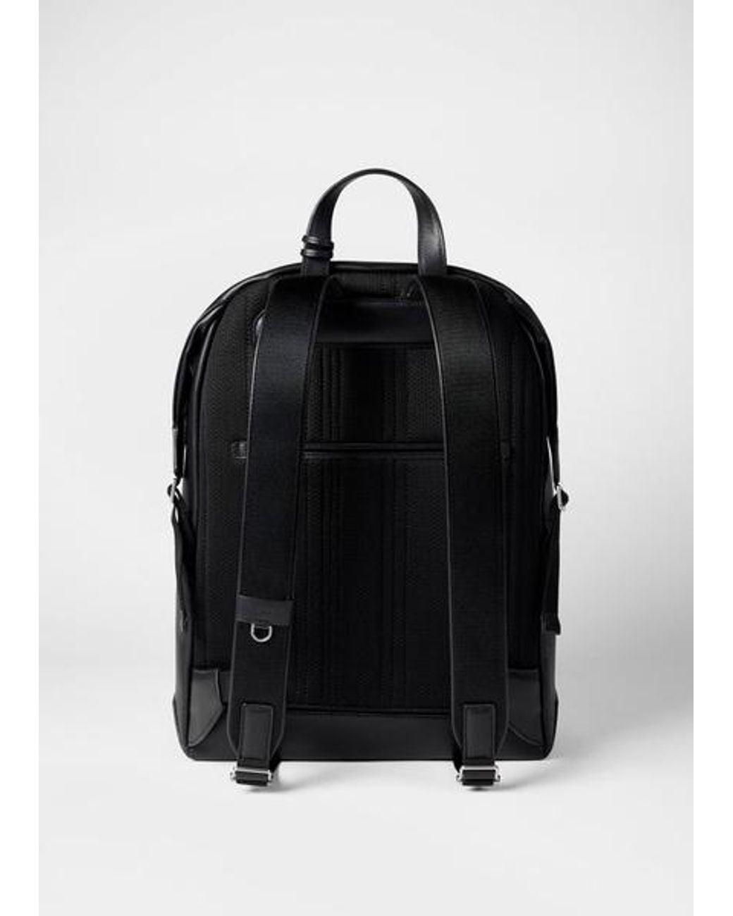 Paul Smith Black Leather 'Signature Stripe' Backpack for men