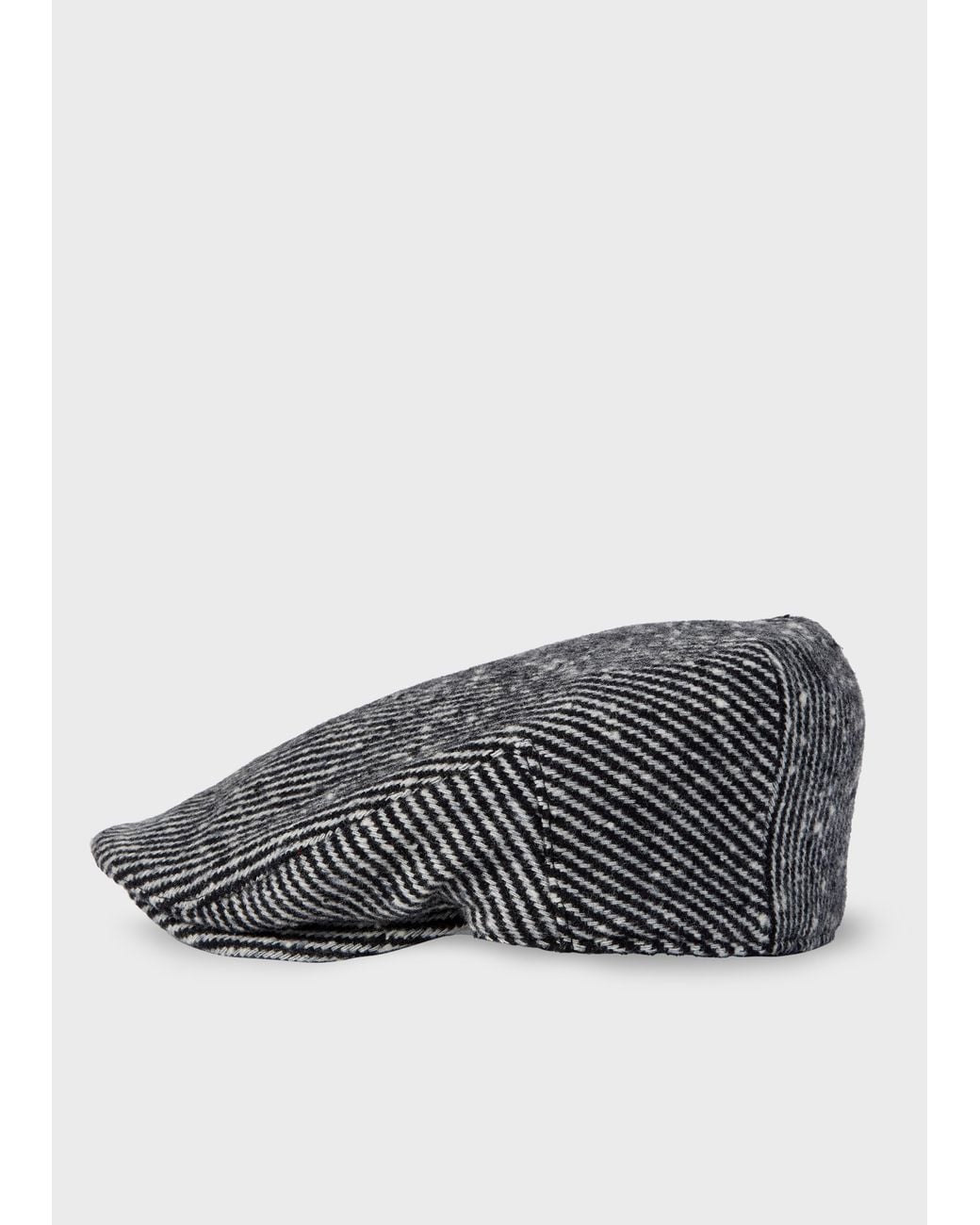 Paul Smith Gray Linen Stripe Flat Cap for men