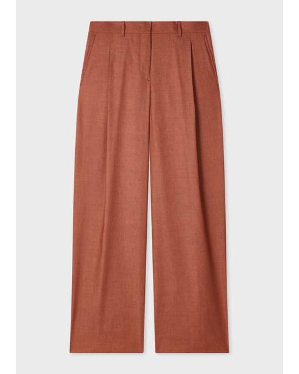 Paul Smith Red Rust Linen-Wool Blend Wide-Leg Trousers