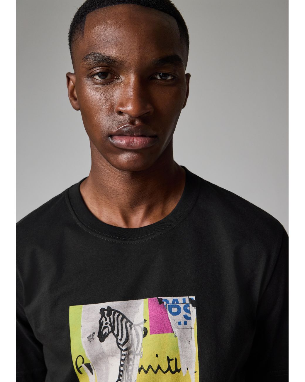 Paul Smith Black Organic-Cotton 'Patch Zebra' T-Shirt for men