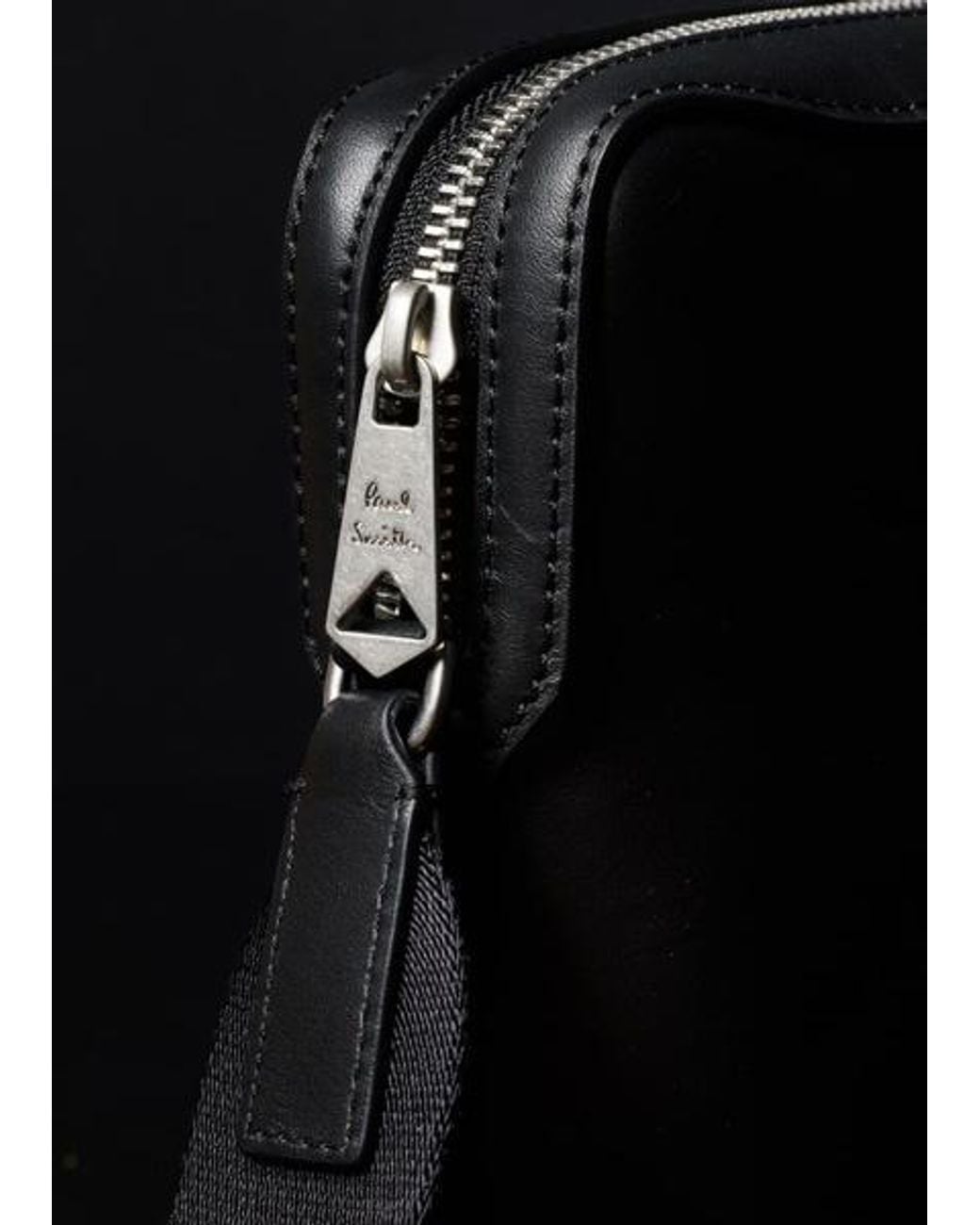 Paul Smith Black Signature Tab Leather Cross Body Pouch for men